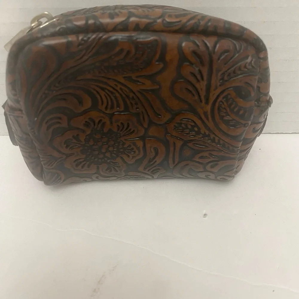 Cuple Spanish Luxury Brand Floral Embossed Faux Leather Pouch
